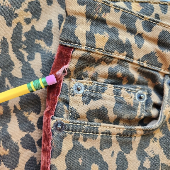 Leopard Print Velvet Trim Stretch Skinny Jeans Leggings Animal Edgy Mobwife 4 - Picture 11 of 15